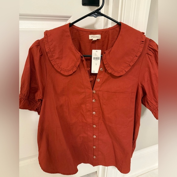 Pilcro Rust Blouse with Ruffled Collar - Picture 7 of 8